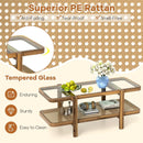 2-Tier Coffee Table with Storage and Tempered Glass Tabletop by LJGDeals