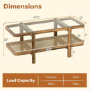 2-Tier Coffee Table with Storage and Tempered Glass Tabletop by LJGDeals