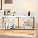 2-Tier Faux Marble Top Console Table with Storage Shelf-White by LJGDeals