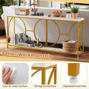 2-Tier Faux Marble Top Console Table with Storage Shelf-White by LJGDeals