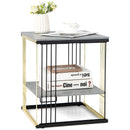 2-Tier Metal Side End Table with Removable Shelf-Gray by LJGDeals