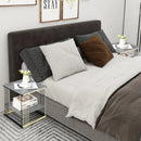 2-Tier Metal Side End Table with Removable Shelf-Gray by LJGDeals