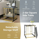 2-Tier Metal Side End Table with Removable Shelf-Gray by LJGDeals