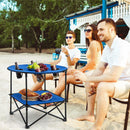 2-Tier Portable Picnic Table with Carrying Bag and 4 Cup Holders-Blue by DirectDeals