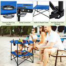 2-Tier Portable Picnic Table with Carrying Bag and 4 Cup Holders-Blue by DirectDeals