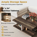 2-Tier Square Coffee Table with 4 Storage Compartments-Walnut by LJGDeals