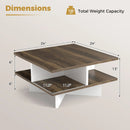 2-Tier Square Coffee Table with 4 Storage Compartments-Walnut by LJGDeals