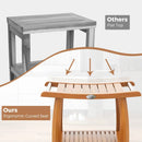 2-Tier Teak Wood Shower Bench Shower Stool with Curved Seat and Handles by LJGDeals
