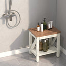 2-tier Waterproof Shower Bench with Storage Shelf-Brown by LJGDeals