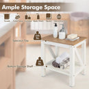 2-tier Waterproof Shower Bench with Storage Shelf-Brown by LJGDeals