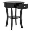 2-Tier Wood Round End Table with Open Drawer-Black by DirectDeals