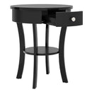 2-Tier Wood Round End Table with Open Drawer-Black by LJGDeals