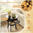 2-Tier Wood Round End Table with Open Drawer-Black by DirectDeals