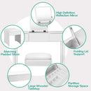 Vanity Makeup Dressing Table Set with Flip Top Mirror and Cushioned Stool by LJGDeals