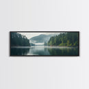 Rustic Nature Landscape Painting Canvas Print | Cozy Forest Canvas Art | Misty Lake & Earth Tones | Farmhouse Cabin Decor