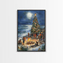 Christmas At The Beach, Framed Canvas Print, Christmas Decor, Christmas Art, Christmas Art Prints, Tropical Christmas, Beach House Art