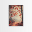 Framed Canvas Print of Autumn Path with Fall Leaves, Seasonal Wall Art, Modern Farmhouse, Gift Idea, Rustic Fall Decor, Autumn Landscape