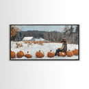 Cowboy Sipping Coffee Autumn Decor Framed Canvas Print Perfect Above Sofa Wall Art Western Home Decor Moody Fall Artwork Rustic