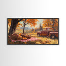 Fall Picnic Afternoon Framed Canvas Print, Rustic Farmhouse Decor, Autumn Country Landscape Art, Modern Farmhouse Wall Art, Seasonal Gift
