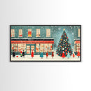 Mid Century Modern Christmas Framed Canvas Print, Retro Holiday Home Decor Christmas Decor, Best Gift Christmas Art, Holiday Wall Art
