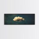 The Lonely Cloud - Framed Canvas Print - Vintage Moody Cloud Wall Art - Single Cloud In A Blue Sky - Vintage Above Bed Boho Art