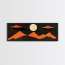 Orange Flying Saucers - UFO Art - Panoramic Print - Cute Alien Art - Nursery Decor