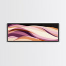 Lavender and Lilac Ocean Waves - MCM Style Modern Art, Retro Abstract Panoramic Print, Wood Framed Art, Modern Home Decor