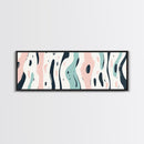 Retro Pink and Turquoise Animal Print Abstract Art, Framed Canvas Print, Wood Framed Extra Large Panoramic Art, 20x60 Art, 24x72 Art