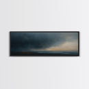 Framed Moody Wall Art, Panoramic Seascape On a Stormy Day - Dark Decor - Cloudy Sky Art - Above Bed Decor, Above Sofa Painting