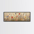 Field of Wildflowers, Spring Floral Decor, Oil Painting Canvas Print, Panoramic Art, Boho Floral Decor, Botanical Wall Art, Field of Flowers