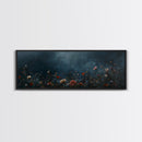 Dark & Moody Wild Flowers At Night, Framed Canvas Print, Panoramic Thought Provoking Wall Art, Above Bed Art, Dark Floral Painting