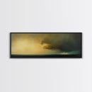 Storm On The Bay Framed Canvas Print, Dark and Moody Home Decor, Dark Art, Wood Framed Abstract Seascape Painting