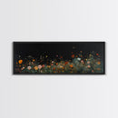 Field of Wildflowers Framed Wall Art Canvas Print, Vintage Botanical Landscape Art, Panoramic Print, Modern Farmhouse Art