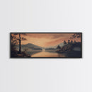 Moody Landscape Painting Print, Framed Canvas Print, Subdued Art, Dark and Stormy Landscape Painting, Panoramic Ultra Wide Wall Art