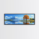 Large Framed Landscape Art | Reflections In The Lake | Panoramic Landscape Painting Framed Canvas Print | Canvas Wall Art