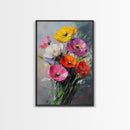 Wild Flower Painting Print On Canvas, Wood Framed Wall Art, Original Art, Flowers Painting, Floral  Print, Modern Art, Living Room Wall Art