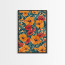 Orange and Red Flower Print, Canvas Print, Wood Frame Art, Large Wall Art, Abstract Botanical or Floral Wall Art, Custom Painting For Living Room