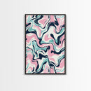 Pink, Black and Turquoise Preppy Wall Art Canvas Print, Girl's Dorm Room Wall Art, Abstract Print, Gift For Mom, Gift For Her