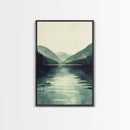 Emerald Green Landscape Painting Print, Wood Framed Canvas Art, Jade Green, Soothing Home Decor, Bed Room Wall Art