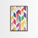 Mid-Century Modern Chevrons Framed Canvas Print Pastel Colors Modern Art Watercolor Painting Print Minimalist Art