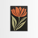 Wood Framed Canvas Print, Orange Wild Flower Botanical Print, Mid Century Modern Home Decor, Modern Farmhouse, Subdued Art
