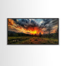 Sunset Over Texas Framed Canvas Print, Photography Style Wall Art, Beautiful Landscape Art