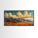 Home On The Mountains Framed Canvas Print, Southwestern Wall Art, Beautiful Home Decor For Above Sofa Or Couch, Rustic Farmhouse Art