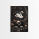 The Black Swan, Gothic Dark Macabre Wall Art, Dark Swan Decor, Halloween Canvas Print, Halloween Decor, Dark Academia Wall Art