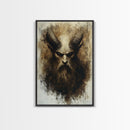 Portrait of a Demon, Framed Canvas Print, Dark Macabre Wall Art