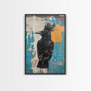 This crow has a mohawk, AKA a CROHAWK, Framed Canvas Print