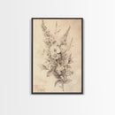 Floral Canvas Print, Pencil Sketch of a Flower Bouquet, Wedding Decor, Wedding Gift Idea, Engagement Gift, Mother's Day Gift For Her