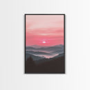 Sunset Over The Smoky Mountains, Framed Canvas Print, Smoky Mountain Art, Landscape Photography Style Home Decor, Retro Wave Art