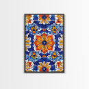 Textile Pattern Wall Art Framed Canvas Print, Home Decor, Mexican Tile Print, Mexicano Pueblo Wall Art