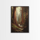 Fantasy Forest Painting Print, Majestic Redwood Trees of Ancient California Fantasy Art, California home Decor, Redwood Trees Painting